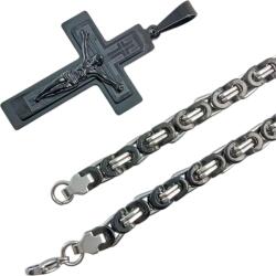  RE-38735 férfi nyakék - Fekete / Ezüst / 60cm