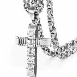  DJ-38734 férfi nyaklánc kereszttel - Ezüst / 60cm