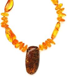 R. M. ékszer Borostyán medál pebble splitter nyaklánc 45cm (023663)