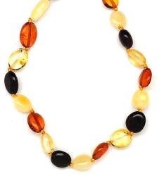 R. M. ékszer Borostyán vegyes pebble 4-5x7-11mm nyaklánc 55cm (023610)