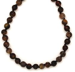 R. M. ékszer Borostyán sötét barna matt golyó 5mm nyaklánc 50cm (023598)