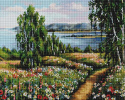 iPicasso Set goblen cu diamante, cu sasiu, Flori salbatice pe dealuri, 40x50 cm (PD4050206)