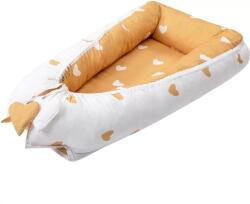 Bubaba babafészek pamut "L" méret- Yellow hearts (80036)