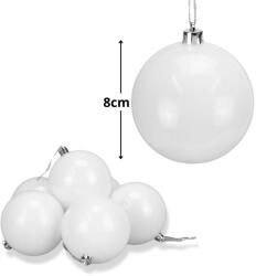  Fehér műanyag díszíthető gömb 8 cm 6 db