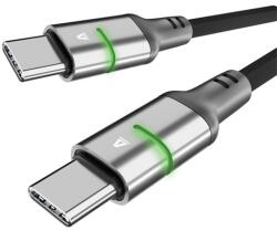 AVAX CB632 STEELY LED 1m 60W USB-C fekete fonott gyorstöltő kábel AVAX_CB632 (AVAX_CB632)