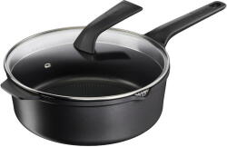 Tefal Cratita cu capac de sticla Tefal Robusto, 26 cm, inductie, invelis antiaderent din titan, aluminiu turnat, indicator Thermo-Signal, margini turnare, maner lateral integrat, negru (3168430333871)