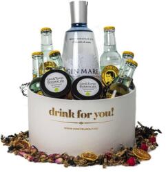 Drink For You feliratos Gin Mare Gin Tonik Ajándék csomag fehér díszdobozban - bareszkozok