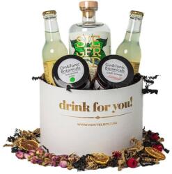 Drink For You feliratos Wonderleaf Gin Tonik Ajándék csomag fehér díszdobozban