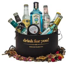 Drink For You feliratos Bombay Gin Tonik Ajándék csomag fekete díszdobozban - bareszkozok