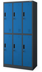 Jan Nowak® IGOR 1883-2 | Fém öltözőszekrény antracit test, kék ajtók 6 rekeszes - összeszerelt (1883-2)