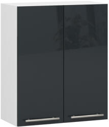 Akord Oliwia Fali Konyhaszekrény 60 cm Fehér-Grafit Magasfényű