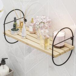 PremiumXL Fali Polc Oulu Fém 40x16x20 cm Fekete/Natúr