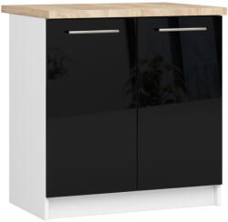 Akord Oliwia S80 Konyhai Szekrény Laminált Fehér-Fekete Magasfényű