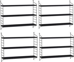 PremiumXL Fali Polc Strängnäs Állítható Polcokkal 4-es Szett Fekete