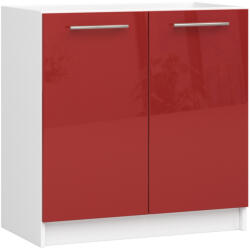 Akord Oliwia Mosogatószekrény 80 cm Fehér-Piros Magasfényű