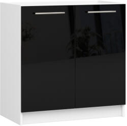 Akord Oliwia Mosogatószekrény 80 cm Fehér-Fekete Magasfényű