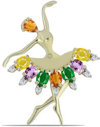  Arannyal Bevont Ezüst Bross Szivárvány Zafírral és Fehér Topázzal, Y61891
