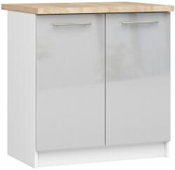 Akord Oliwia Konyhai Alsószekrény Laminált Fehér-Metál Magasfényű