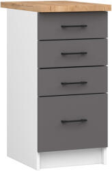 Akord Oliwia 4-Fiókos Konyhai Alsószekrény Tölgy Munkalappal Fehér/Szürke