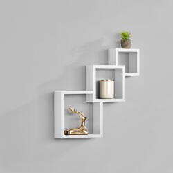 PremiumXL Fali Polc "Raliper" Fali Szekrény 48x48x9 cm Retró Design Fehér MDF Matt 15 kg-ig