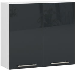Akord Oliwia 80 cm Fali Konyhaszekrény Fehér-Grafit Magasfényű