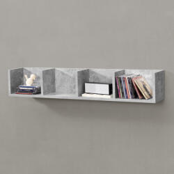 PremiumXL Stílusos Fali Polc Négy Rekesszel Ekerö 10 kg Forgácslap 95x17x16, 5 cm Beton-Hatású
