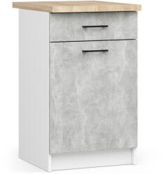 Akord Oliwia S50 Álló Konyhaszekrény Laminált Fehér-Beton Munkalappal