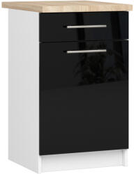 Akord Oliwia Konyhai Alsószekrény Laminált Fehér-Fekete Magasfényű