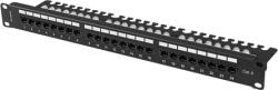 Lanberg Patch panel 24 port 1U 19" CAT. 6 UTP, tehermentesítővel, fekete PPU6-1124-B (PPU6-1124-B)