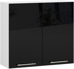 Akord Oliwia Fali Konyhaszekrény 80 cm Fehér-Fekete Magasfényű
