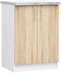 Akord Lima S60 Álló Konyhaszekrény Fehér/Sonoma Tölgy Munkalappal