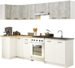 Akord Oliwia 3 m Sarok Konyhabútor Szett Beton-Fehér