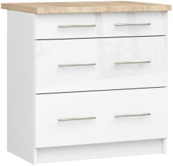 Akord Oliwia 80 Konyhai Fiókos Szekrény Magasfényű Fehér Munkalappal