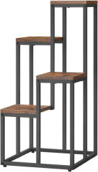 Bravolo Rusztikus/Fekete Lábak Virágágyás Könyvespolc 4 Polccal