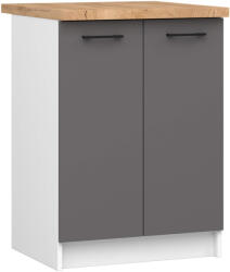 Akord Oliwia S60 Álló Konyhai Szekrény Tölgy Munkalappal Fehér/Szürke