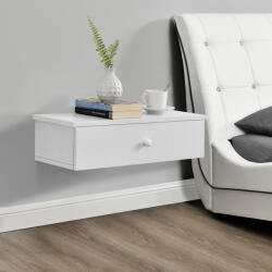 PremiumXL Falipolc Tárolórekesszel Fiókos Fali Polc 60x24x12, 6 cm Fehér