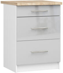 Akord Oliwia Konyhai Fiókos Szekrény Laminált Fehér-Metál Magasfényű