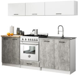 Akord Oliwia G1 Konyhabútor Szett Fehér-Beton 200 cm