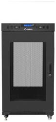 Lanberg 19" szabadon álló rack szekrény 22U/800X800 perforált ajtó, lapraszerelt, LCD kijelző, fekete V2 FF01-8822-23BL (FF01-8822-23BL)