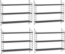 PremiumXL Fali Polc Strängnäs Állítható Polcokkal 4-es Szett SötétSzürke