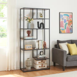 PremiumXL Könyvespolc Østre 180x83x34 cm Fekete/Diófa-Hatású