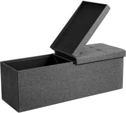 VASBÚTOR Puff, összecsukható tároló pad ottomán, ülőpad, 120L, sötétszürke