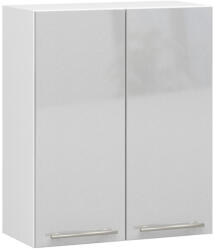 Akord Oliwia Fali Konyhaszekrény 60 cm Fehér-Metál Magasfényű