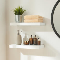 PremiumXL Fali Polc 2 db-os Szettben Stranda 40x17x4 cm Fehér