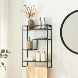 PremiumXL Fali Polc Uurainen 60x40x13 cm Fekete