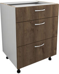  Benita 3 fiókos Alsó konyhaszekrény Bronz Tölgy-Fehér 60x50x80 cm N