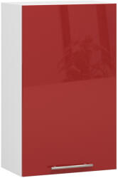 Akord Oliwia Fali Konyhaszekrény 50 cm Fehér-Piros Magasfényű
