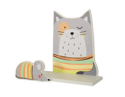 BabyLion Prémium Gyerek Fali Polc - Szürke Cica