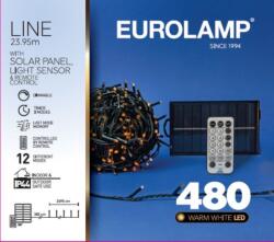 EUROLAMP Fényfüzér Solar 480LED melegfehér IP44 távirányítóval