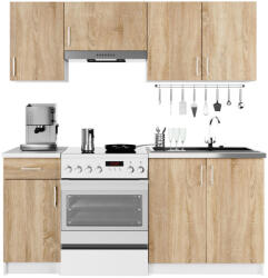 Akord Lima 1.8 m Konyhabútor Szett Fehér/Sonoma Tölgy Laminált